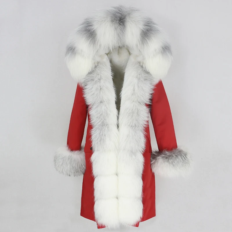 OFTBUY X-long Parka Waterproof Outerwear Real Fur Coat Winter Jacket Women Natural Fox Fur Hood Luxury Outerwear Detachable New