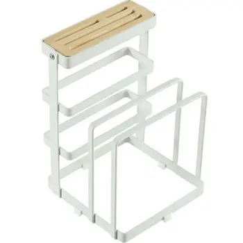 

Metal Wooden Knife Block Holder Cutting Board Stand Storage Drying Rack Bakeware Kitchen Cabinet ensuring strong holding