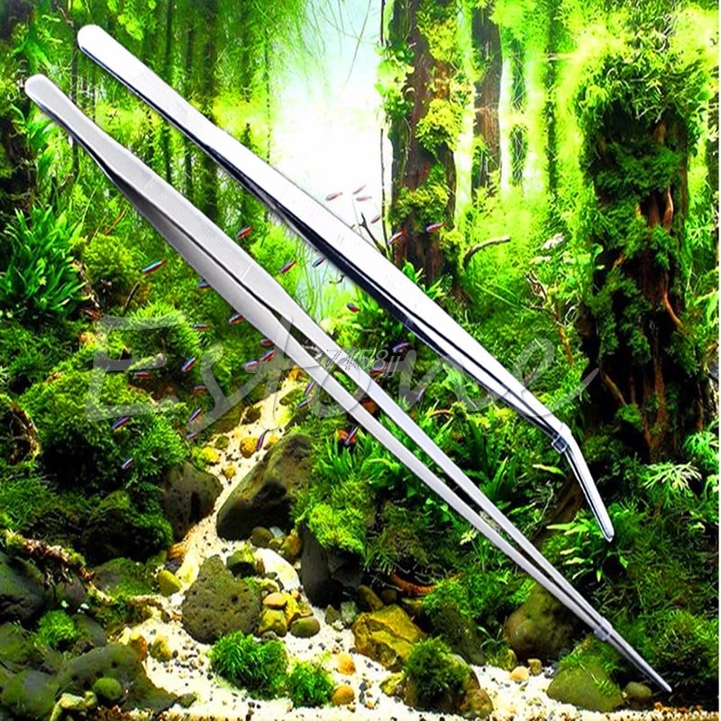 27/30/38/48cm Fish Tank Tongs Aquarium Stainless Steel Live Plant Tank Tweezers G03 Drop ship