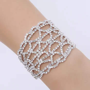

TDQUEEN Bridal Crystal Rhinestone Bracelets for Women Silver Plated Geometric Bride Bridesmaid Wedding Bracelets