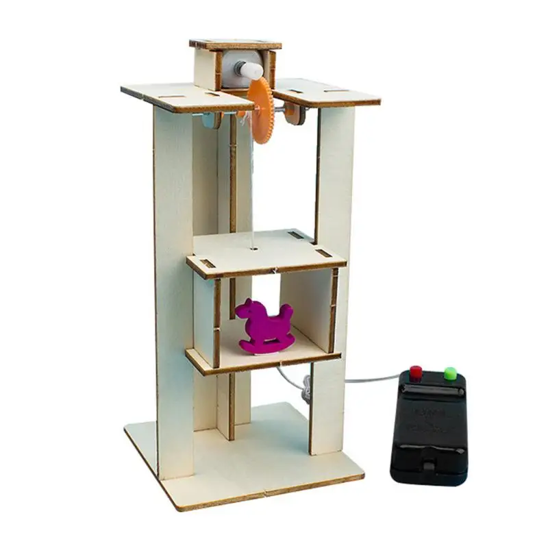 DIY Remote Control Electric Lift Elevator Kids Science Toys Experiment