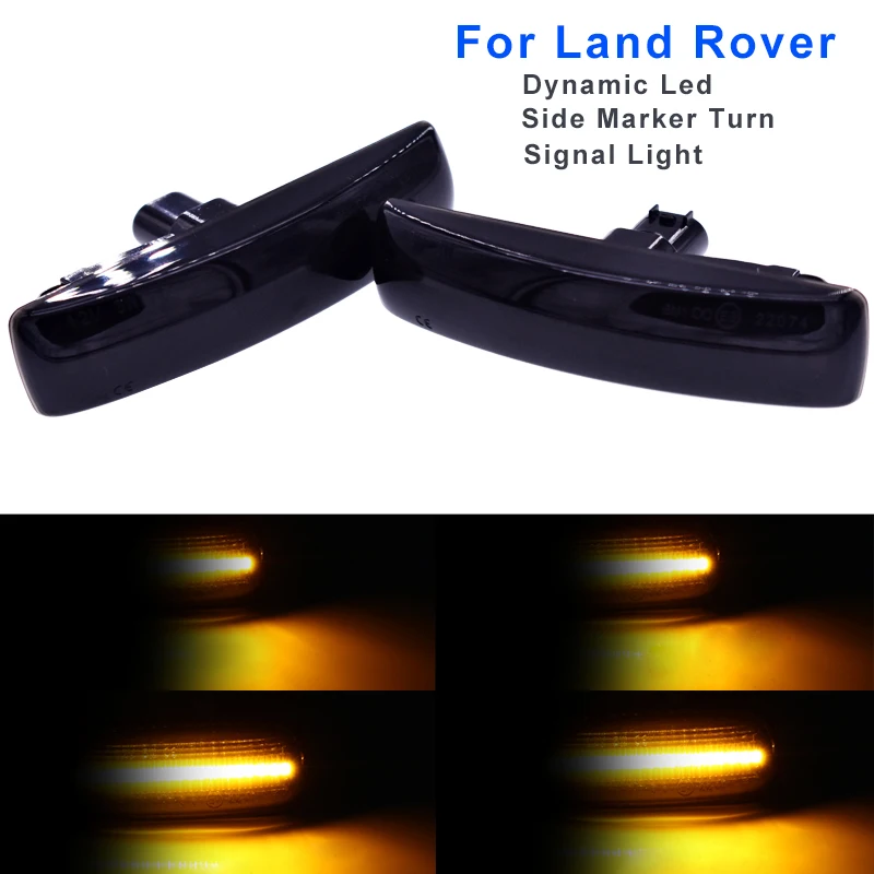 

2x Dynamic LED side indicator Blinker Marker Light Smoke Black For Land Rover Discovery 3& 4 Freeland 2 Range Rover Sport