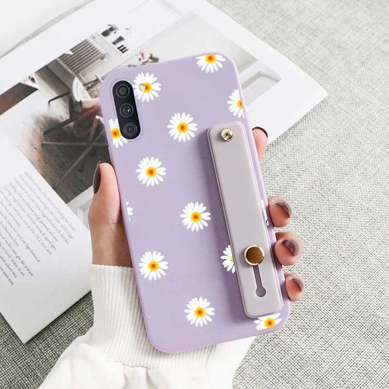 For Samsung Galaxy A11 M11 Case Soft Silicone Cover For Samsung Galaxy A M 11 GalaxyA11 GalaxyM11 Flower Wrist Strap Holder Etui cute samsung phone case