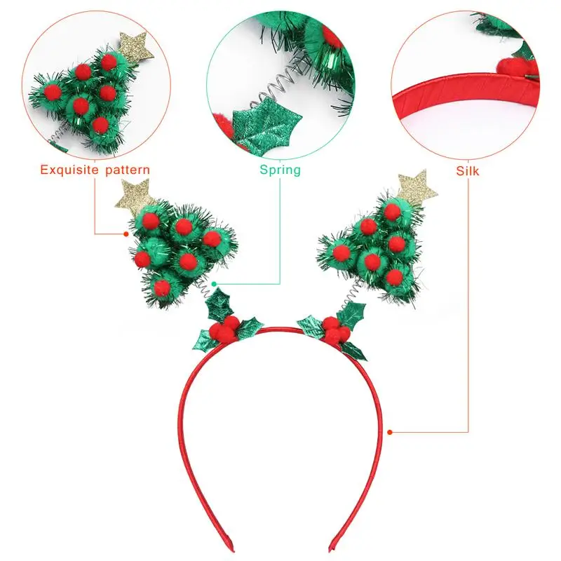 4PCS Christmas Headbands Cute Party Hair Hoops Hair Accessory with Different Designs for Children Kids