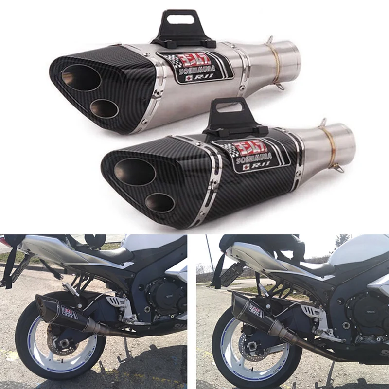 Silenziatore Di Scarico Moto Universale Yoshimura R11 Modificato Escape Moto Slip On Per Yzf R1 R3 R6 Mt07 Mt09 Ninja400 Z900 Cb500F