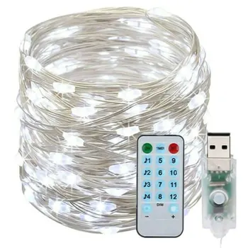 

Remote Control Dimmable USB Powered 5M 10M LED Silver Copper Wire String Lights Decor Christmas Fairy Garlands star Light