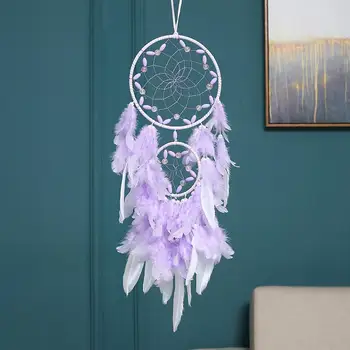 

New Purple Home Dream Dream Catcher Pendant Girl Heart Feather Wind Chime Crafts Mural Pendant Indian Style Jewelry Give A Lover
