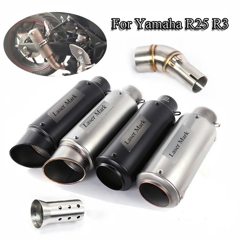 

YZF R25 R3 Exhaust Full Set Pipe Mid Link Pipe+Exhaust Muffler Tail Pipe With DB Killer Slip On For Yamaha R25 R3 Until 2018