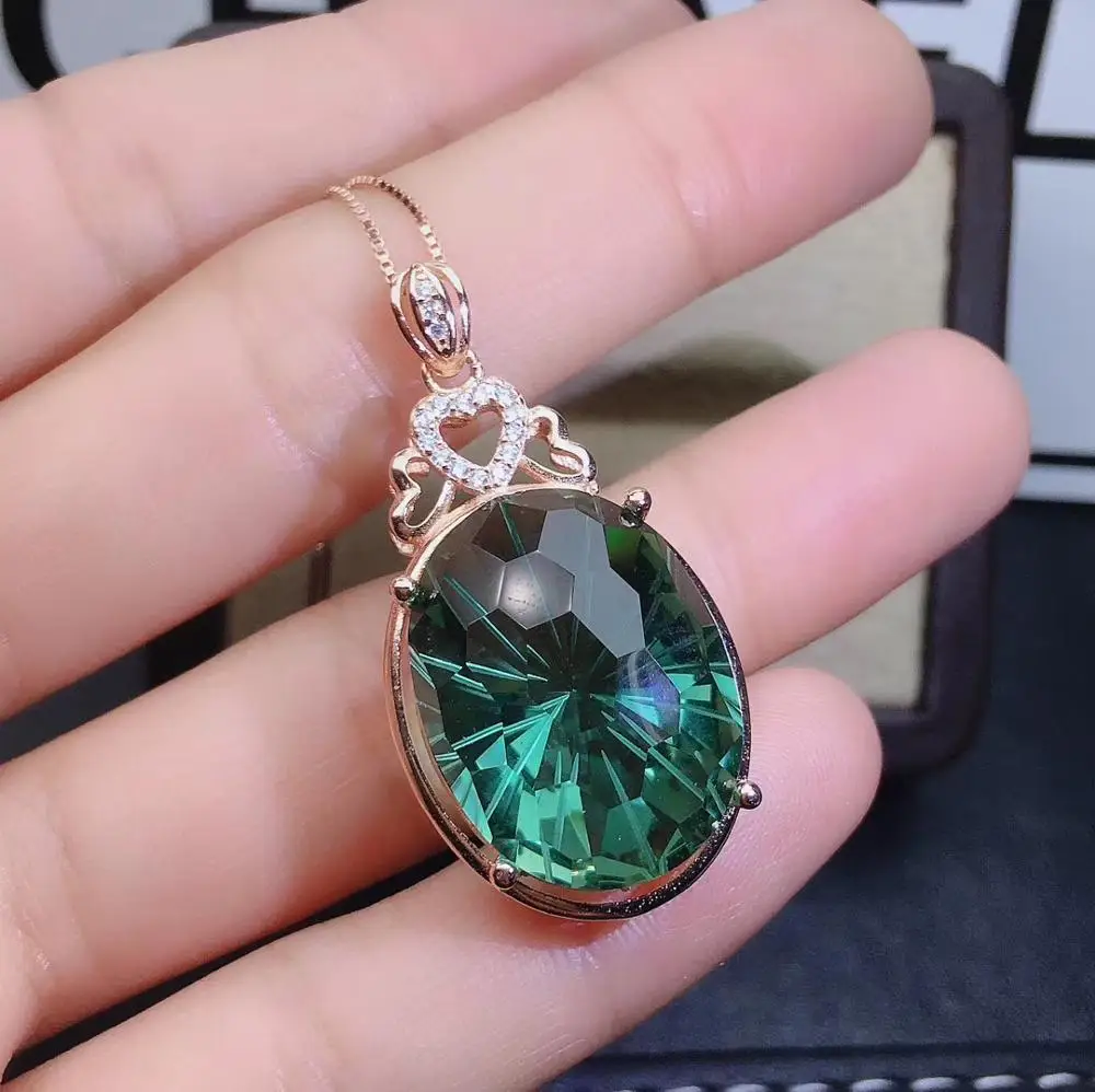 KJJEAXCMY fine jewelry серебро 925 пробы инкрустированное ожерелье с кристаллом зеленого цвета Кулон Кольцо Женский костюм популярный