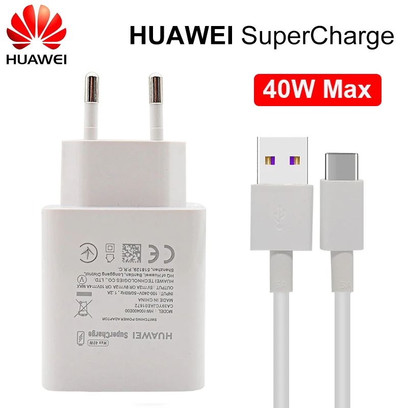 Huawei P40 Pro charger 40W SuperCharge USB 5A Type C cable For Huawei P40 P30 P20 Pro MATE 20 PRO Mate30 honor quick charge usb c