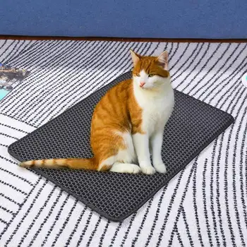 

Foldable Pet Cat Litter Mat EVA Double-Layer Cat Litter Trapper Mats with Waterproof Bottom Non-slip Pet Litter Cat Mat Layer