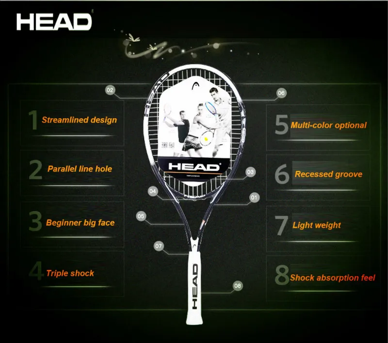 Tennis Racket with Bag Overgrip Dampener