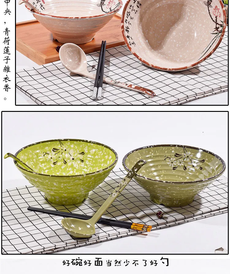 Japanese noodles lamian ramen soup bowl schopsticks spoon suit plastic melamine tableware set spicy hot pot restaurant use 2sets
