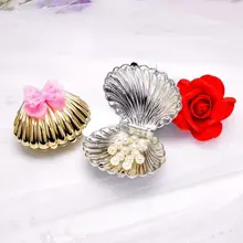 New Design 1 Piece Lovely Shell Shape Plastic Candy Box Jewelry Box Wedding Daily Pearl Box Display Gift Box Holder Gold/Silver