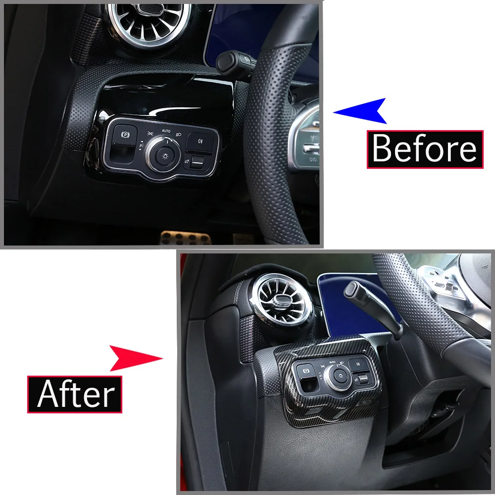 Стильная рамка переключателя автомобильной фары из углеродного волокна ABS для