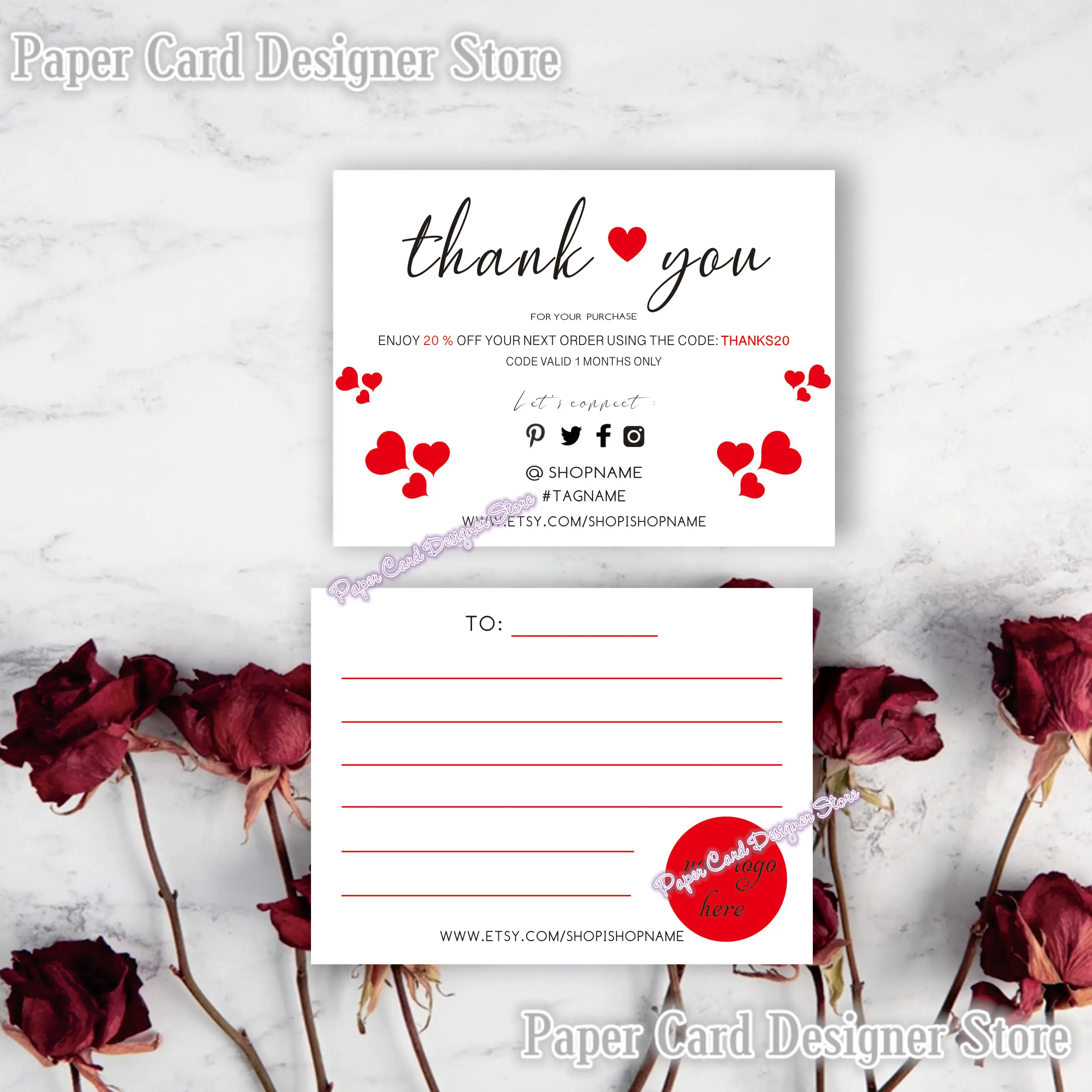 Personalized Thank You Card Etsy Thank You Note Printable, Business Thank  You Note Ideas Code Coupon Business Card Insert Order - Cards & Invitations  - AliExpress