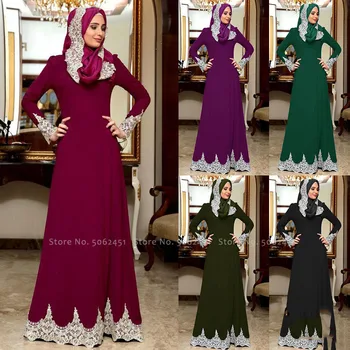 

Women Muslim Abaya Floral Embroidery Dresses Dubai Arab Middle East Turkish Islamic Prayer Robe Kaftan Vintage Dress Clothing