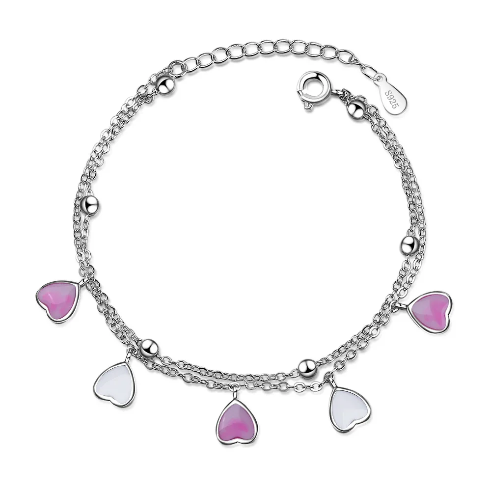 

Cherry Blossom Pink Gradient Peach Blossom Drip Glaze Japanese Girlish Style Fashion Personality Bracelet Double Layer Female