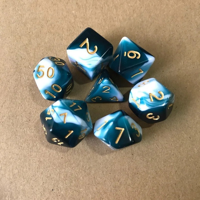 7 шт./лот набор Игральный костей D4 D6 D8 D10 % D12 D20 красочные аксессуары для настольной