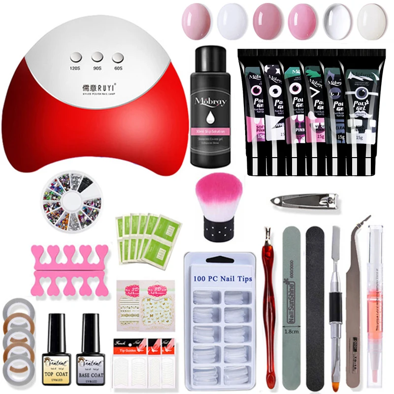Günstige Polygel Nagel Kit 36W Lampe Für Nagel Bohrer Maschine Gel Nagellack Set Builder Gel Elektrische Maniküre Nail art werkzeug Maniküre Set
