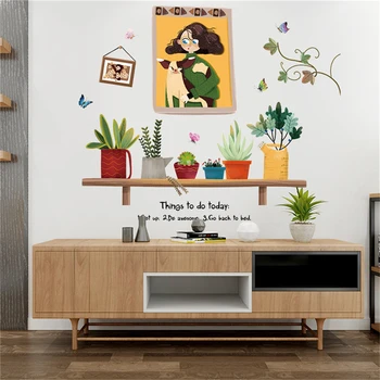 Garden Potted Plant Bonsai Flower Wall Stickers For Home Decor Living Room Kitchen PVC DIY Wall Decals Mural Room Decoration