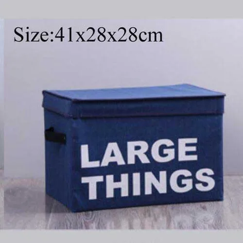 Хлопковая корзина для белья, корзины с крышкой, коробка для хранения мелочей, коробка для хранения одежды, игрушка для автомобиля, отсек для хранения, коробка для хранения, Органайзер - Цвет: Blue-L