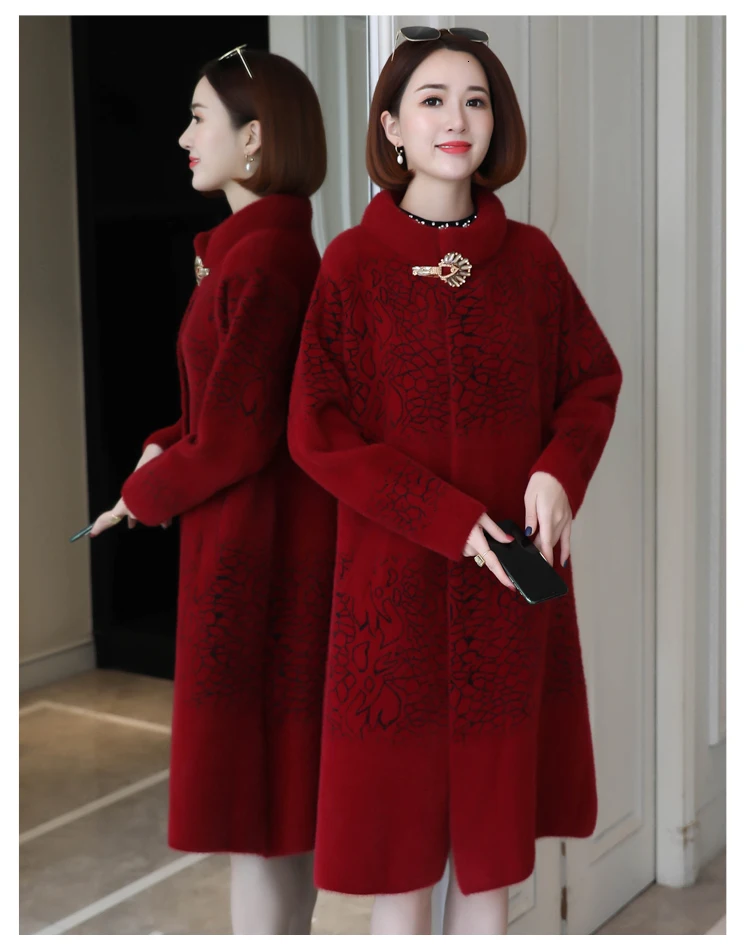 Noble fashion in the fall and winter of imitated mink wool coat in the new popular long overcoat
