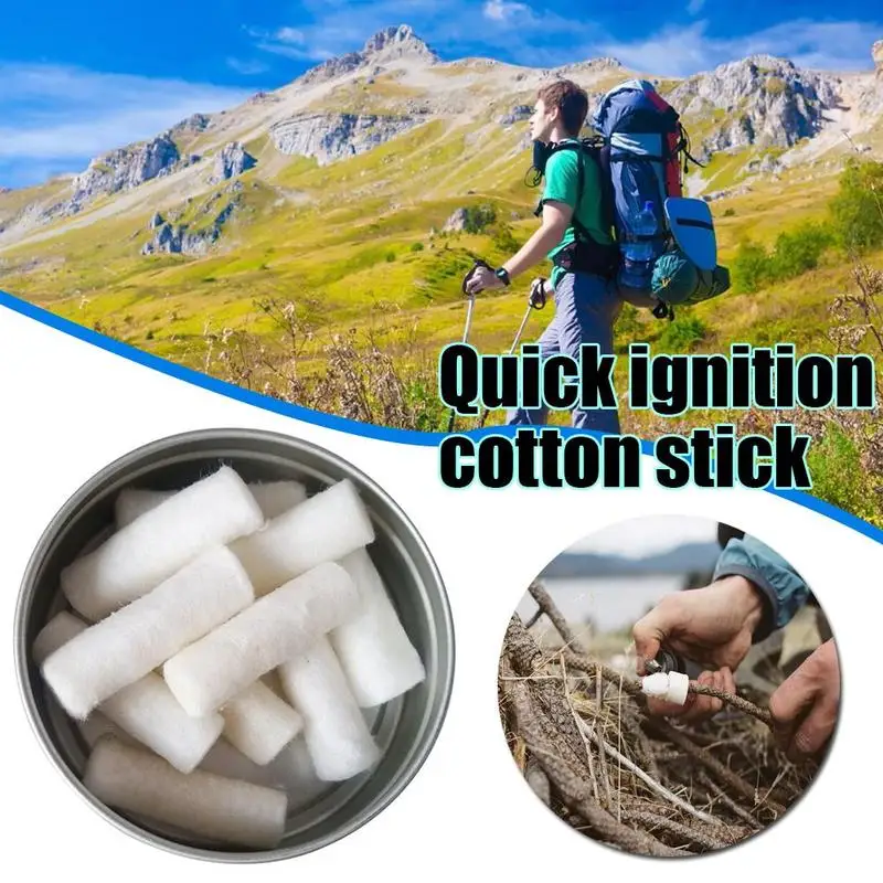 Outdoor Camping Paraffin Swab Survival Fire Starting Rope Kit Natural Fire Starter Camping Gear