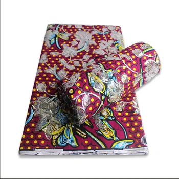 

Latest Sequins African Fabrics 100% Cotton Batiki Wax Prints Kitenge/Pagnes/Kikwembe Embroidered Sequins YXL-14