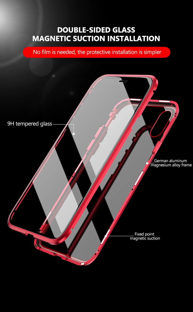 Магнитные поглощающие флип-Чехлы для iPhone 6 7 8 Plus X XR XS Max, задняя крышка для телефона, металлическое стекло для iPhone X XR XS Max, чехол