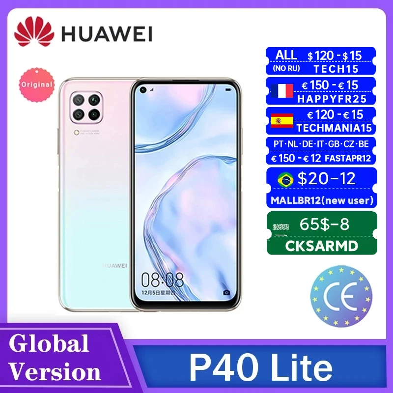 HUAWEI P40 Lite/P40 Lite E Hisilicon Kirin 810Octa Core 6 + 128GB NFC Smartphone 48MP AI cámaras 6,4 FHD pantalla 40W мартфоны