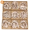 12PCS/Box Vintage Hollow Christmas Wooden Pendants Ornaments Christmas Party Decorations Christmas Tree Ornaments Hanging Gifts ► Photo 1/6