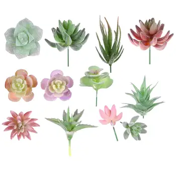 

12 Pcs/Set Artificial Succulents Fake Flowers Mini PVC Simulated Floral Plants Craft Home Office Decor Garden Decoration