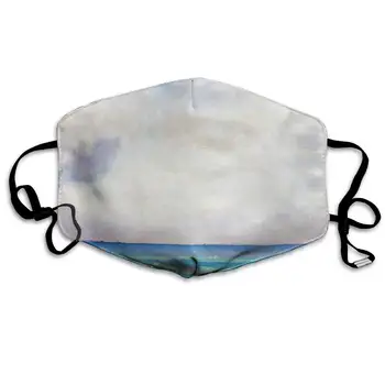 

Lovely Mask Reusable Anti Dust Face Mouth Cover Handmade Watercolor Seaside Surf Mask Warm Windproof
