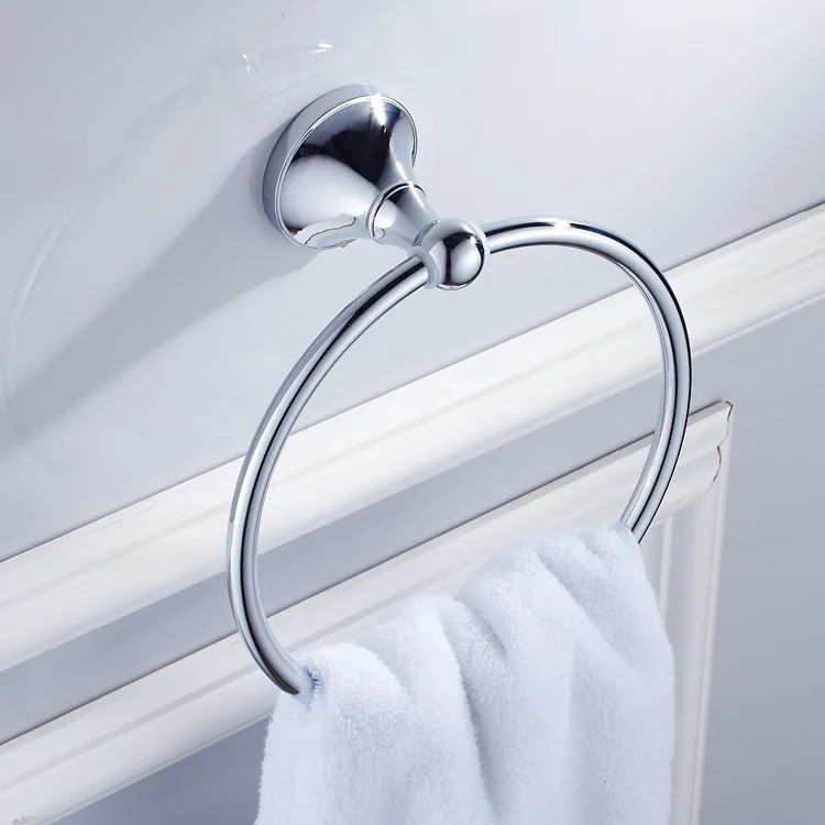 

John Obey Ware Direct Selling Chrome Color Copper Material Simple Hanging Towel round Towel Ring Wholesale Can Pieces on Behalf