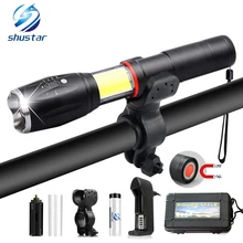 Super bright Bicycle light  LED+COB 6 lighting mode T6/L2 Bike light waterproof zoom lamp tail super magnet cycling light