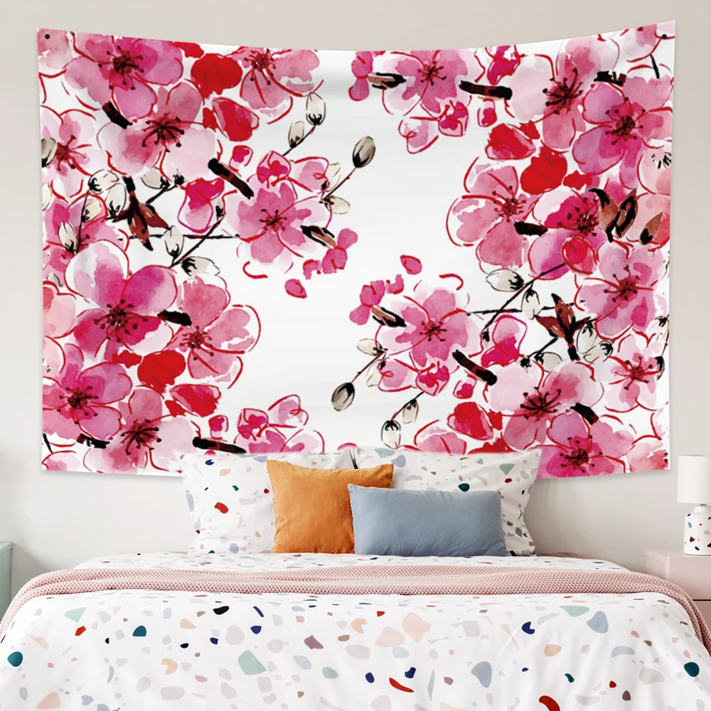Fashion Tapestry Cherry blossoms fantasy Decor Wall Hangings Fresh Style Home for Living Room Bedroom Dorm | Дом и сад