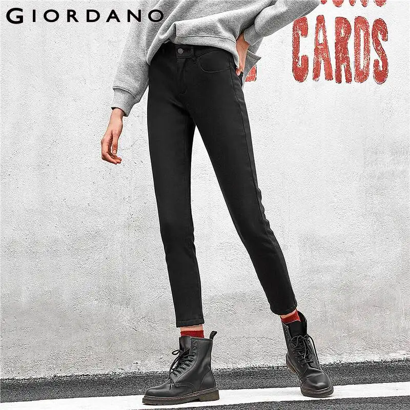 Giordano/женские брюки из эластичного флиса с подкладкой; женские повседневные брюки с пятью карманами; Pantalon Femme 05419720