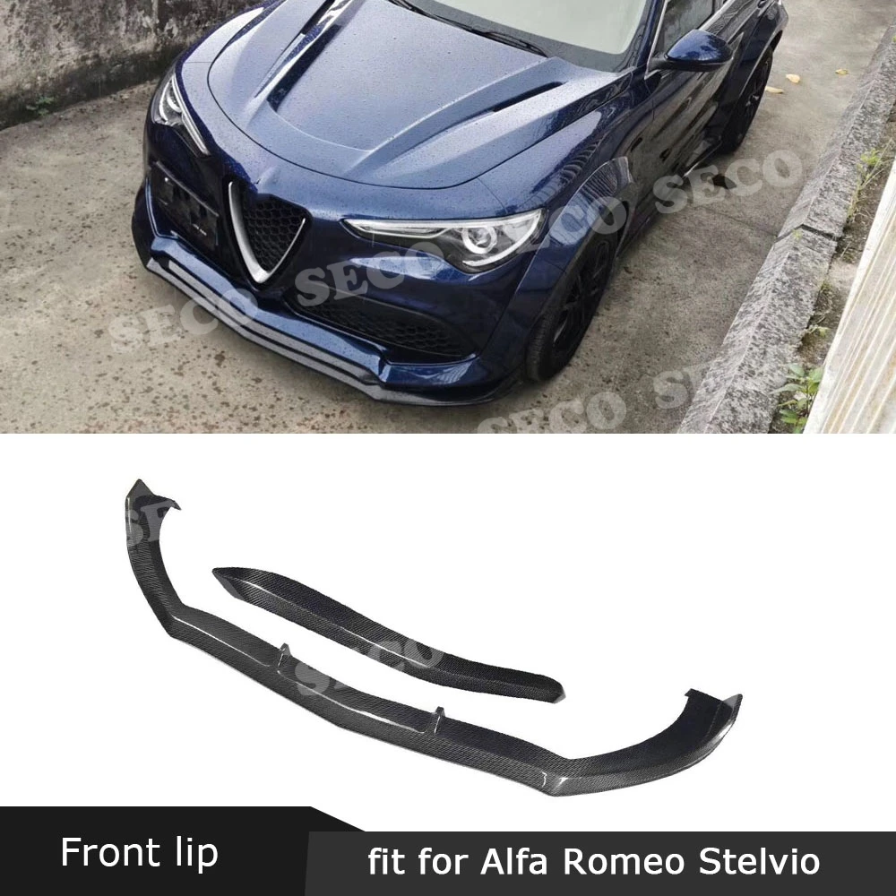Для Alfa Romeo Stelvio передний бампер спойлер для губ карбоновое волокно головной бампер подбородок крышка отделка автомобильный стиль