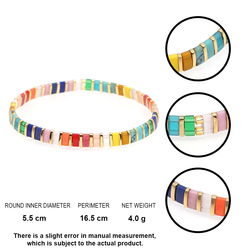 C·QUAN CHI Bracciale elastico con perline Tila fatto a mano per le donne Bracciale dell'amicizia impilabile fatto a mano casual 307A