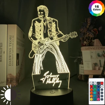 

Colorful Led Night Light Johnny Hallyday Guita Figure Nightlight for Fans Club Room Decoration Lighting Usb Battery Table Lamp