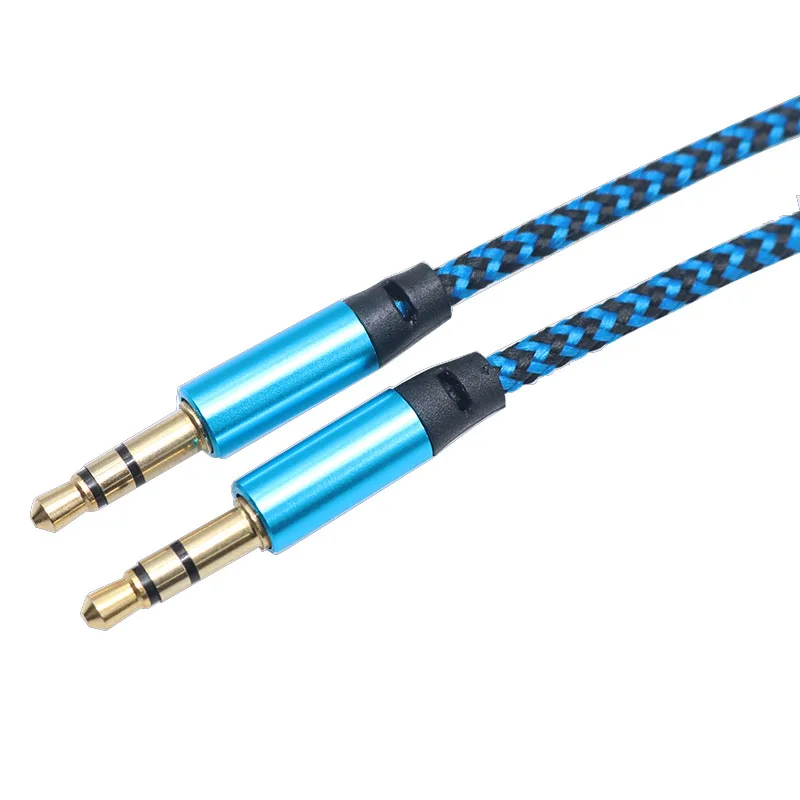 1 Meter Nylon Male To Male Audio Cable 3.5mm Audio Cable Aux Color Braided Recording Line Car Universal 5 color