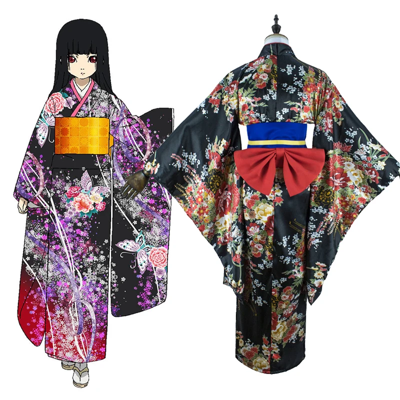 Халат кимоно Женский из японского аниме Jigoku Shoujo Enma Ai цветочное праздвечерние