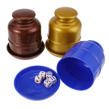 

Plastic Dice Cup with Lid 5 Dice for KTV Party Bar Combination Dice Thicken Drinking Board Game Casino Gambling Dice Box