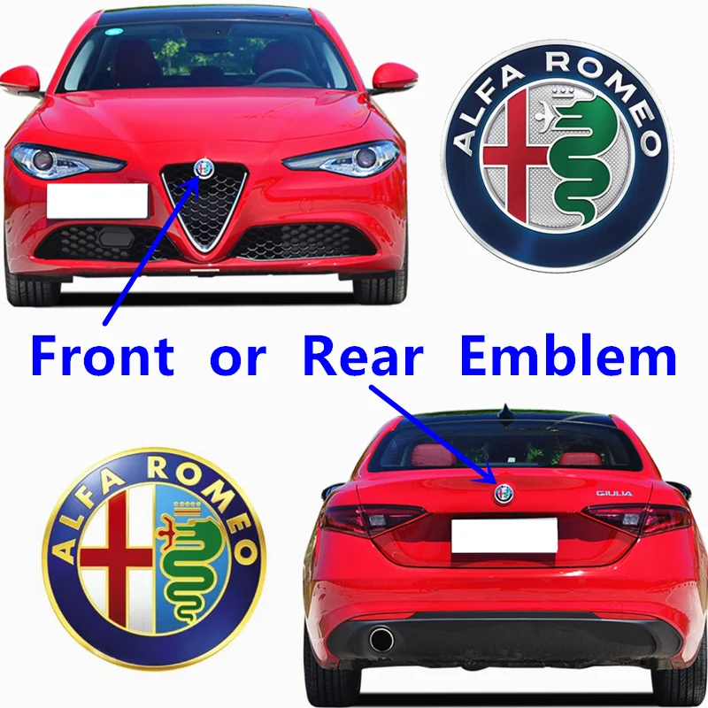 2pcs 74mm Alfa Romeo 3D Metal Sticker Car Styling Auto Accessories For Hood Grille Front Rear Trunk Middle Emblem Badge Logo | Автомобили