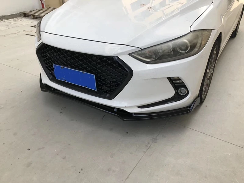 Black Для hyundai Elantra, новинка, 3 предмета, автомобильный передний бампер, для губ, сплиттер, обвес, спойлер, диффузор, 3 шт., передний бампер, глянцевый, черный - Цвет: Black