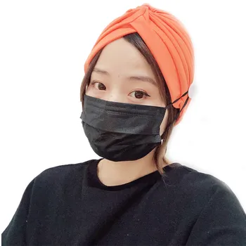 

With Buttons Hat Face Holder Wearing Protect Ears Head Wrap Hat Ladies button hat 2020 New Женская шляпа Sombrero de las señoras