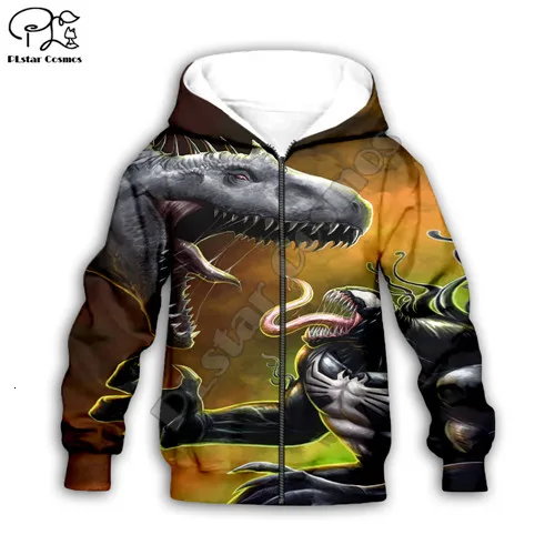 Kids zip hoodies Комплект одежды для детей; толстовки с капюшоном с 3d принтом динозавра Юрского периода для мальчиков и девочек; костюмы; толстовки; футболки для малышей; топы и штаны - Цвет: Kids zip hoodies