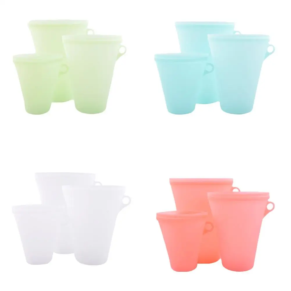 

New 3Pcs Economical Reusable Silicone Food Storage Bags Zip Lock Top Leakproof Containers Stand Up Zip Bag Kitchen Tools