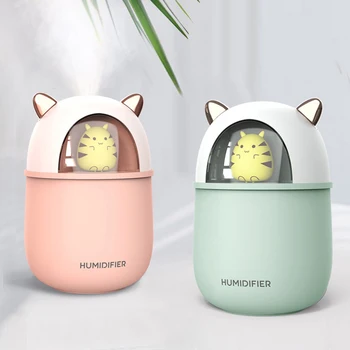 

Ultrasonic Air Humidifier 300ml Mini Cute Pet Aroma Essential Oil Diffuser USB Seven Colors Romantic LED Night Lamp Mist Maker